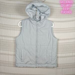 Gap Powder Blue Hooded Puffer Vest with Pockets Size M